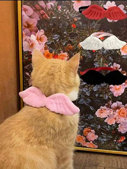 1 pieza Alas de ángel, Collar lindo para gato, Collar para mascotas, Ajustable, Suave, Accesorio para el cuello, Adecuado para gatos y perros pequeños y medianos