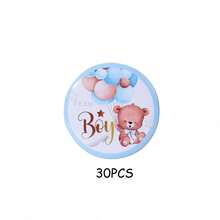Conjunto de 10/20/30/60/100 broches de urso para revelação de gênero, emblemas para times de meninos ou meninas, ideais para jogos de festa, decoração, lembrancinhas de chá de bebê, broches para revelação de gênero, emblemas para times de meninos e emblemas para times de meninas. - Multicolorido - Ver 18