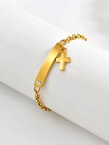 1 pieza Brazalete curvo de acero inoxidable minimalista y de moda, accesorio elegante y versátil adecuado para uso diario y vacaciones - Pulsera - Ver 11