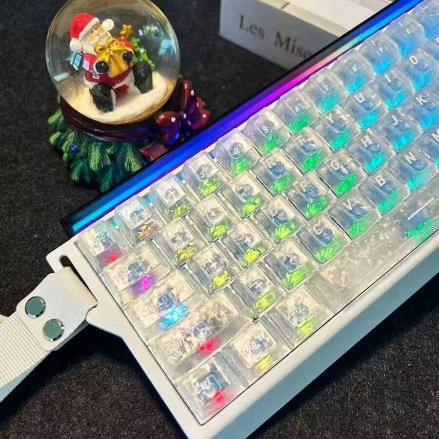 130+ 白色侧印碳纤维纹理键帽，Cherry 高度，侧印半透明，兼容 Wooting 磁吸轴及其他机械键盘，键帽套装，游戏键帽，PBT 键帽，定制键帽，替换键帽，背光键帽，可爱键帽，键盘配件 - 查看 1