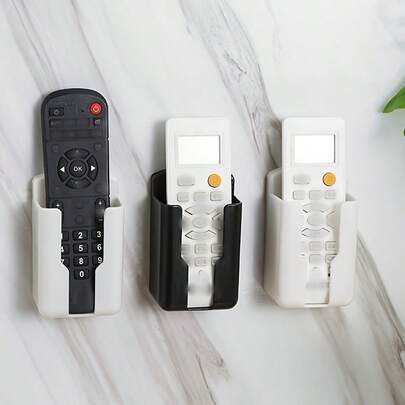 1pc Wall-Mounted Remote Control Organizer - Durable Plastic Holder For TV And AC Remote Controls, Wall-Mounted Or Desktop Charging Stand For Phones, Multifunctional Plastic Storage Rack For TV, AC And Office Supplies, Polished Finish, Space-Saving Design, Easy To Install