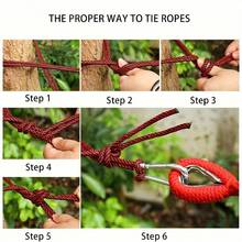 1 pièce Hamac portable avec sac de rangement et sangles pour arbre, convient pour l'intérieur/extérieur, patio, jardin, camping. Comprend un sac de transport en canevas, des cordes et des crochets - Multicolore - Voir 11
