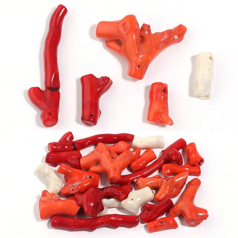 5pcs/Pack Coral Stone Loose Beads Random Shape Multicolor Faux Coral Jewelry Pendant Necklace Charm Accessories DIY Keychain Phone Chain Ornament