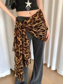 1 chiếc chân váy cạp chun kiểu retro gợi cảm chất liệu polyester in họa tiết da báo dành cho nữ - Beo - Xem 2