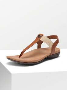Sandalias ortopédicas para mujer, cómodas con correa en T, para uso durante todo el día - Marrón - Ver 5