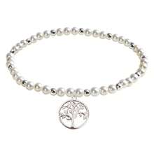 1条925纯银4毫米白色珍珠弹力手链 - 白色 - 查看 15