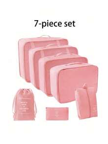 10/1pc Travel Storage Set, Includes Toiletry Bag, Makeup Bag, Underwear Storage Bag, Shoe Bag, Clothing Storage Bag. Can Store Clothes, Toiletries, Cosmetics, Makeup Brushes, Skincare Products, Phones And Various Small Items. Overall Bohemian Style, Suitable For Travel, Beach Vacation, Campus Life, Winter Travel And Back To School. - View 34