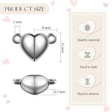 10/20/30pcs Heart-Shaped Magnetic Clasps For DIY Jewelry Making, Necklace, Bracelet, Craft Decoration - Love - View 4