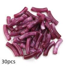 30pcs Tie Dye Acrylic Curved Tube Beads Mix, Fashion Jewelry Making DIY Beads, Spacer Beads For Women Necklace Bracelet Craft Decoration Accessories - Bent Tube - View 12