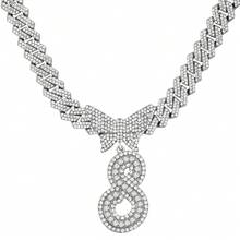14mm Cuban Link Crystal Butterfly Letter Name Pendant Necklace, Sparkling Paved Rhinestone Cursive Letter Hip Hop Jewelry, New Arrival - Necklace - View 47
