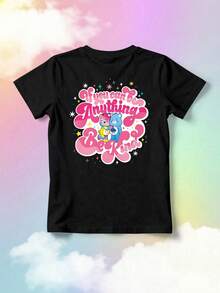 SHEIN | Care Bears Áo kiểu nữ in họa tiết, cổ điển và đa năng, đáng yêu và làm tươi mới trang phục hàng ngày. - màu đen - Xem 2