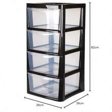 4 Drawer Large Plastic Storage Drawer Tower Perfect For Schools Offices And 's Toys Storage Solution - BlackClear - View 3