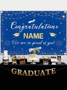 1pc Personalised Blue 2025 Customisable Name Graduation Party Special Custom Name Banner, Fabric For Photography Background, Congratulations Graduation Banner, Graduation Party Decoration Photo Booth Props, Graduation Poster, Ceremony, Prom, No Electricity Required, Three Sizes Available ,Travel Organizer - Blue - View 11