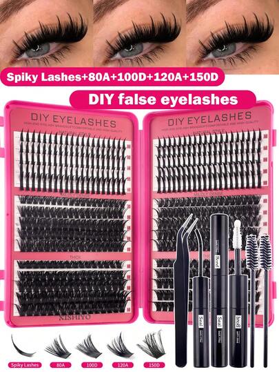 2026 Special Edition 540 Mixed Density False Eyelash Clusters, Density Ranging From 800D To 120D, Various Mixed Styles For DIY, D-Curl Curling, Single Lash Length 10-18mm, Ultra-Lightweight & Durable 3D Dense Segmented False Eyelash Clusters, Fluffy Lash Extension, DIY Segmented Lash Tool Kit Includes Tweezers, Lash Glue And Lash Brush, Create Natural Makeup