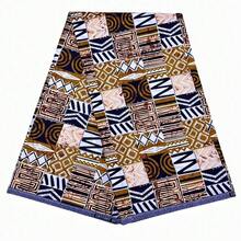 1pc Brown African Batik Printed Fabric, Double-Sided Geometric Print, African Clothing Fabric, Handmade DIY Fabric, Dress Fabric - Brown - View 10