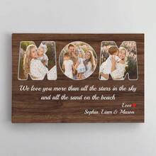Lienzo de mamá con fotos de los niños, arte de pared familiar rústico personalizado, regalo de foto personalizado para el Día de la Madre o cumpleaños - Multicolor - Ver 6