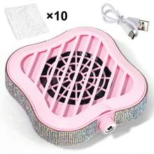 USB Nail Dust Collector, Basic/Glitter Diamond Version, Comes With 10 Filters, Suitable For Nail Salons And Home DIY, Pink/White - Multicolor - View 14