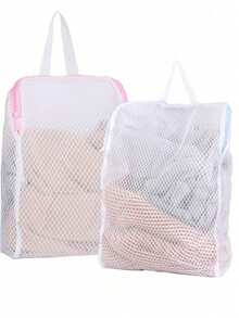 Durable Rectangular Laundry Bag, Made Of Woven Polyester Honeycomb Mesh With Zipper And Handles, Great For Socks, Underwear And Travel Clothes - View 7