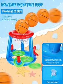 Portable Inflatable Swimming Pool Basketball Hoop Set, Inflatable Water Basketball Hoop With Ball, Fun Water Game, Suitable For Adult Family Entertainment, Outdoor Leisure, Summer Party, Beach, Lake - Multicolor - View 7