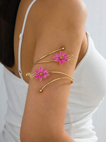 1件装女士花朵臂环手镯，不规则颜色小花朵饰品