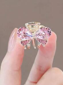 Nuevos pasadores de pelo mini de cristal con mariposa, ganchos de pelo diminutos decorados con rhinestones para flequillo y cabello lateral - Multicolor - Ver 6