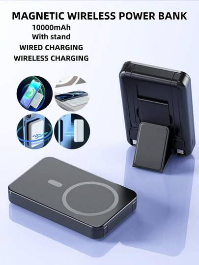 XBJ New 22.5W Max Power Battery Power Bank, 10000mAh Magnetic Powerbank, Lightweight And Portable, Durable Long‑Lasting Phone Charger. This Portable Power Bank Features An Adjustable Phone Stand And Supports Apple Wireless Charging, Compatible With Most Smartphones And Electronic Devices. A Best‑Selling Portable Power Supply And Top‑Ranked Wireless Charger; Premium Popular Wireless Charger. Suitable For IPhone 17 / 17 Plus / 17 Pro / 17 Pro Max / 16 / 15 / 14 / 13 / 12 Series, Perfect As A Travel Essential, Matched With A Solar Power Bank, Ideal For Campervan Essentials – Black Colour