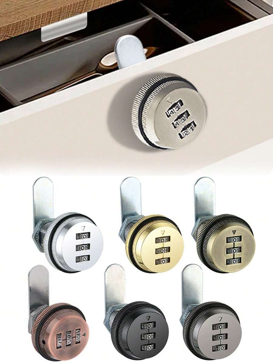 Cerradura de puerta doble para armario - Cerradura con contraseña - Cerradura de gabinete de almacenamiento de hierro - Cajón de escritorio de hogar/oficina - Cerradura de archivador - Cerradura de buzón - multicolor - Ver 1