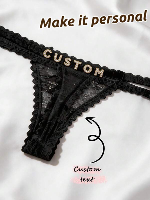 A Custom Crystal Letter Sexy Lace Thong With A Personalized Name, Bikini Thong Underwear With T-Strap, A Gift For Your Girlfriend, Wife, Valentine's Day, Christmas, Halloween, Thanksgiving, Or Birthday. ,Travel Organizer