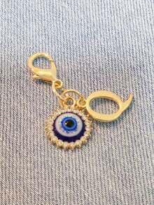 1pc Initial Letter Blue Evil Eye Rhinestone Keychain - Symbolic Gift, Protection And Good Luck - Fashion Accessory, Suitable For Car Keys/Bag Pendant, Ideal Holiday Gift Accessory - Multicolor - View 9