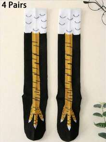 1 Pair Men's Funny Chicken Claw Pattern Crew Socks, Suitable For Parties And Gatherings - Multicolor - View 10