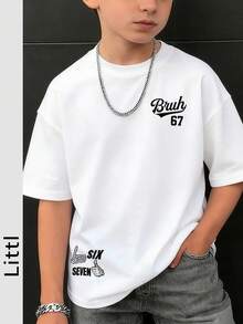 Áo thun ngắn tay cổ tròn in họa tiết dành cho bé trai tuổi teen, kiểu dáng thường ngày, thích hợp mặc mùa hè. - trắng - Xem 1