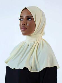1 chiếc mũ trùm đầu Hijab thời trang, thanh lịch, kiểu dáng cổ điển tối giản, chất liệu vải jersey mềm mại, thoáng khí, thân thiện với da, vành dài, đa năng, phù hợp cho sinh hoạt hàng ngày, lễ hội, tụ họp, cầu nguyện, đi biển, kỳ nghỉ, phụ kiện, đồ dùng cần thiết khi đi du lịch. - Vàng chanh - Xem 3
