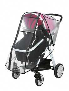 Áo mưa cho xe đẩy em bé, có khóa kéo đôi phía trước và cửa sổ quan sát, chất liệu EVA. - màu đen - Xem 2