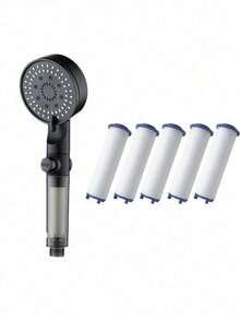 Pomme de douche haute pression avec filtre, pomme de douche à main, fonction de massage pluie, tuyau flexible de 1,5 m, support en ABS, cadeau idéal pour la fête des mères ou la fête des pères - Multicolore - Voir 11