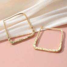 1 Pair Classic Minimalist Geometric Square Earrings, Elegant Women's Earrings, Versatile For Daily Wear And Dates, Ideal Gift For Holidays - Gold - View 3