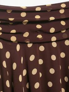 Chân váy chấm bi bất đối xứng Seelio dành cho nữ, phong cách tối giản kiểu Âu Mỹ, mùa xuân/hè. - Chấm bi nâu - Xem 3