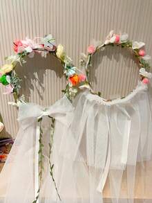 1pc Fashionable Versatile Accessory, Sweet Teenage Girl Braided Craft Hair Hoop, Suitable For Birthday Party, Photo Shoot, Daily Use Hair Decoration - Multicolor - View 4