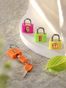 2/4pcs Colorful Travel Luggage Locks, Small Mini Suitcase Padlock Locks With Keys, Luggage Padlocks, Cute Cartoon Print Mini Padlocks For Suitcase Backpack Locker, Portable Small Security Locks For Gym School Travel Accessories, Strong Copper Lock Core With Plastic Shell (Unique Icon Patterns For Effortless Lock Matching) - Multicolor - View 6