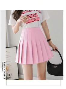 Preppy Style Women Pleated Skirt High Waist A-Line Skirt School Girl Skirt JK Uniform Skirt Skater Skirt Black Plus Size - màu đen - Xem 6