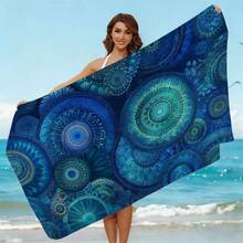 1 chiếc khăn choàng đi biển kiểu Bohemian bằng vải chiffon, họa tiết Mandala trừu tượng, khăn choàng sarong đi biển thanh lịch, khăn quàng hình chữ nhật chủ đề không gian dành cho nữ, thiết kế sống động đa năng. - Nhiều màu - Xem 3