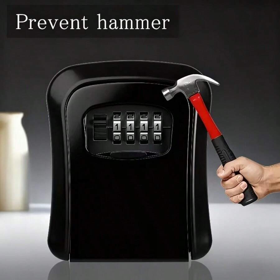 1pc Key Storage Lock Box, 4-Digit Combination Password Safe, Weatherproof Wall-Mounted Key Holder For Outdoor Use, Secure Spare Key Box For Home, Vacation Rental & Construction Sites