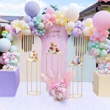 Party Cylinder Stand, Gold Metal Plant Round Cylinder Stand For Party Flowers, Cylinder Table Display Pedestal Base For Vases, Birthday Party Backdrop Decoration - Xem 7
