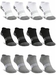 30双装男士薄款针织短袜，透气速干耐穿，适合运动、户外、健身，黑/白/灰三色可选，中号 - 黑與白 - 查看 18