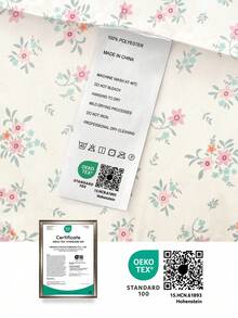 3件/4件套花卉印花床上用品套装（1个床笠+1个床单+半个枕套），100%涤纶面料，适合9-12英寸深的床笠，柔软透气，不易缩水，适合家庭和宿舍使用，通过Oeko-Tex认证，送给妈妈的绝佳礼物 - 彩色 - 查看 11