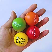 Chifte 4cm 6pcs/Set Inspirational Phrase Printed Hand Grip Strengthener Balls, Assorted Colors - Paket 6 - View 2