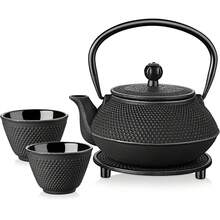 Gr8 Home 5in1 Cast Iron Teapot Set Japanese Tetsubin 800ml Kettle Cups Tea Set - Black - View 1