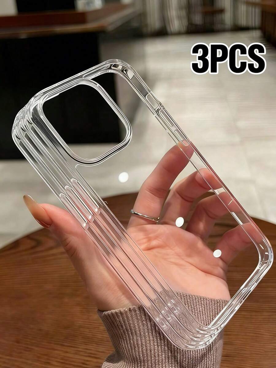 3pcs Classic Transparent Full Body Shock-Proof Phone Case, Soft TPU Shell With Large Cutouts, Compatible With IPhone 17, 17 Pro, 17 Pro Max, 16, 16 Pro Max, 15, 14, 13, 11, 13, 14 Pro Max, Waterproof, Shockproof, Anti-Fall, Anti-Scratch - Clear - View 1