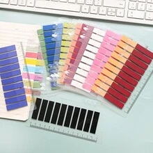 1 pieza Pestañas de índice de unicolor aleatorio, etiquetas de marcado de clasificación escriturables con regla suelta incorporada, notas adhesivas autoadhesivas de múltiples usos para organización de documentos, marcado de páginas, planificación de estudios y organización de oficina - Múltiples colores y estilos aleatorios - Ver 5