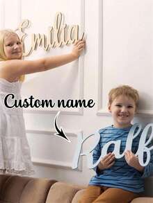 1pc Customized Wooden Name Plate, Personalized Name Photo Prop, Wall Decor, Custom Name Plaque, Party Decoration, Birthday Gift - Multicolor - View 5