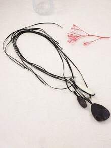 1 Bộ dây chuyền mặt dây hình học nhiều lớp bằng da và nhựa kiểu cổ điển dành cho nữ - Dây chuyền thường ngày - Xem 3